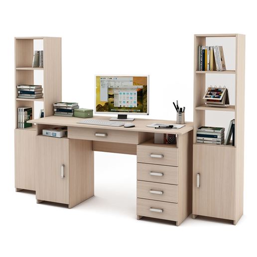 Уголок школьника Лайт-7Я (СТЛТ-1 + ПСЛТ-7Я + СТЛТ-1)-Дуб-молочный