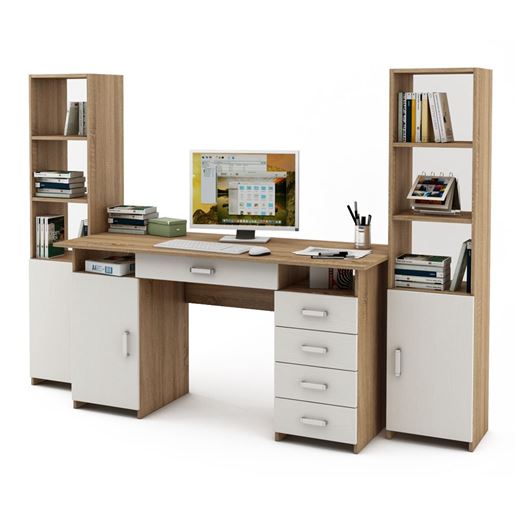 Уголок школьника Лайт-7Я (СТЛТ-1 + ПСЛТ-7Я + СТЛТ-1)-Дуб-сонома/Белый