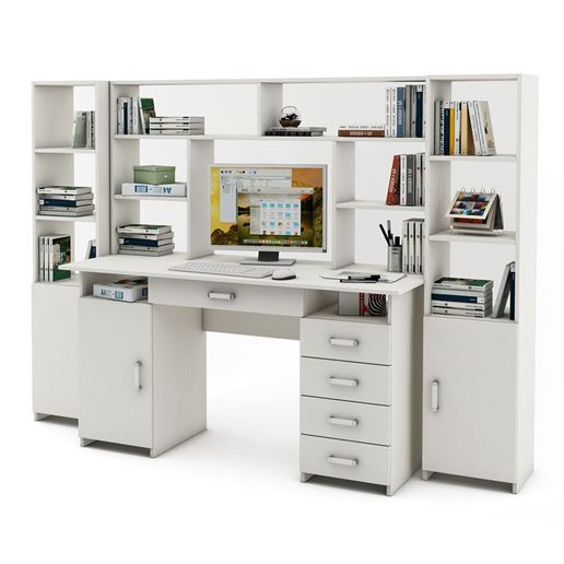 Уголок школьника Лайт-7Я с надстройкой (СТЛТ-1 + ПСЛТ-7Я-СН + СТЛТ-1)-Белый