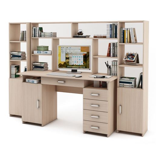 Уголок школьника Лайт-7Я с надстройкой (СТЛТ-1 + ПСЛТ-7Я-СН + СТЛТ-1)-Дуб-молочный