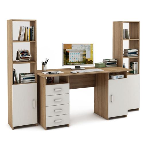 Уголок школьника Лайт-8 (СТЛТ-1 + ПСЛТ-8 + СТЛТ-1)-Дуб-сонома/Белый