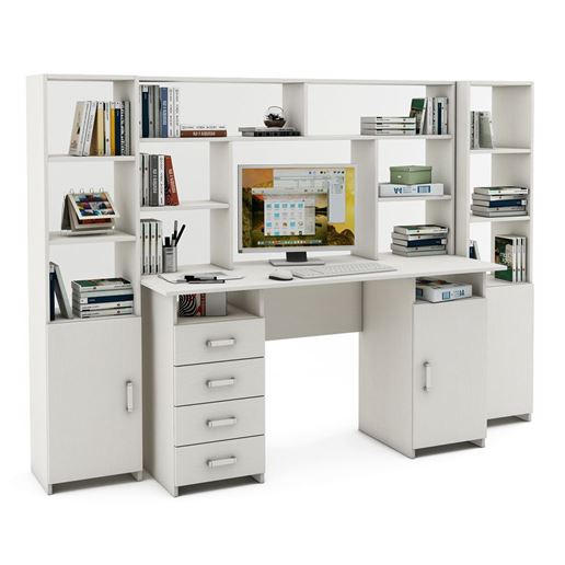 Уголок школьника Лайт-8 с надстройкой  (СТЛТ-1 + ПСЛТ-8-СН + СТЛТ-1)-Белый