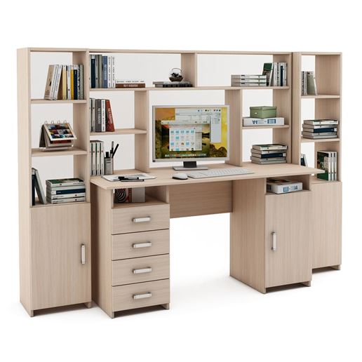 Уголок школьника Лайт-8 с надстройкой  (СТЛТ-1 + ПСЛТ-8-СН + СТЛТ-1)-Дуб-молочный