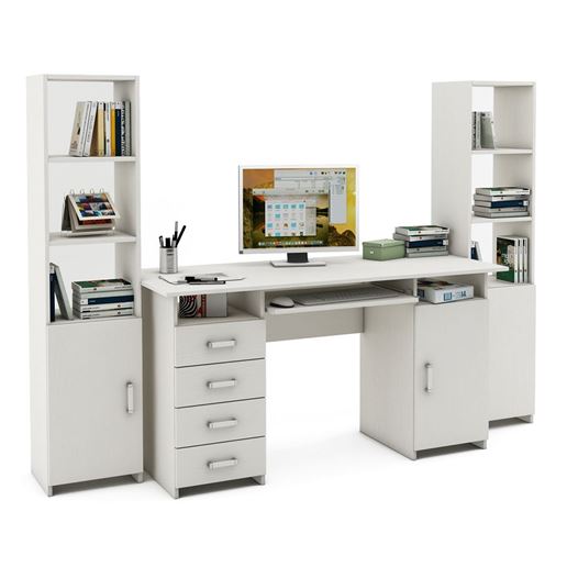 Уголок школьника Лайт-8К  (СТЛТ-1 + ПСЛТ-8К + СТЛТ-1)-Белый