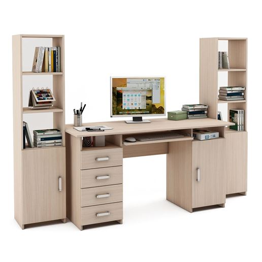 Уголок школьника Лайт-8К  (СТЛТ-1 + ПСЛТ-8К + СТЛТ-1)-Дуб-молочный