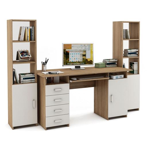 Уголок школьника Лайт-8К  (СТЛТ-1 + ПСЛТ-8К + СТЛТ-1)-Дуб-сонома/Белый