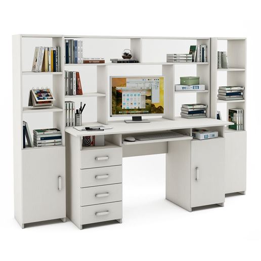 Уголок школьника Лайт-8К с надстройкой (СТЛТ-1 + ПСЛТ-8К-СН + СТЛТ-1)-Белый