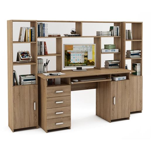 Уголок школьника Лайт-8К с надстройкой (СТЛТ-1 + ПСЛТ-8К-СН + СТЛТ-1)-Дуб сонома