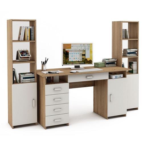 Уголок школьника Лайт-8Я (СТЛТ-1 + ПСЛТ-8Я + СТЛТ-1)-Дуб-сонома/Белый