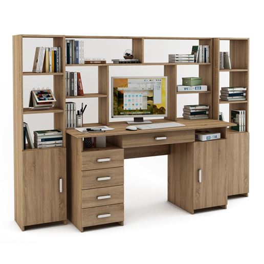 Уголок школьника Лайт-8Я с надстройкой (СТЛТ-1 + ПСЛТ-8Я-СН + СТЛТ-1)-Дуб сонома