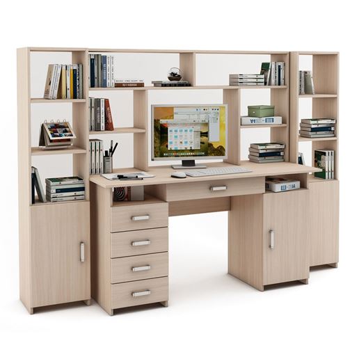Уголок школьника Лайт-8Я с надстройкой (СТЛТ-1 + ПСЛТ-8Я-СН + СТЛТ-1)-Дуб-молочный