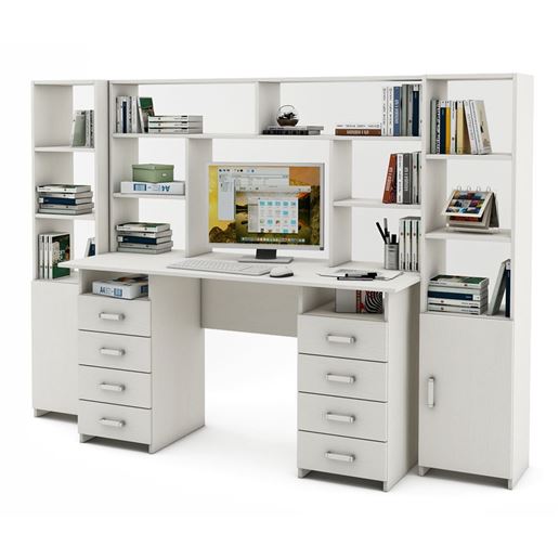 Уголок школьника Лайт-9 с надстройкой  (СТЛТ-1 + ПСЛТ-9-СН + СТЛТ-1)-Белый