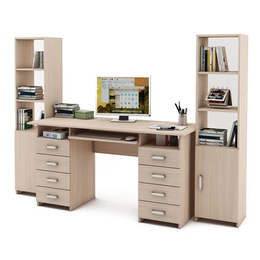 Уголок школьника Лайт-9К (СТЛТ-1 + ПСЛТ-9К + СТЛТ-1)-Дуб-молочный