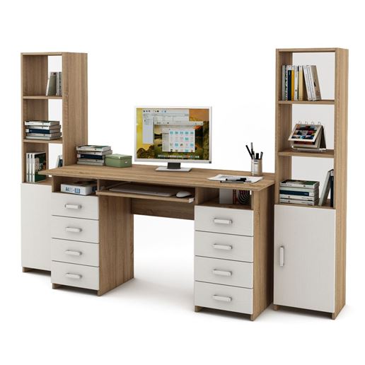 Уголок школьника Лайт-9К (СТЛТ-1 + ПСЛТ-9К + СТЛТ-1)-Дуб-сонома/Белый