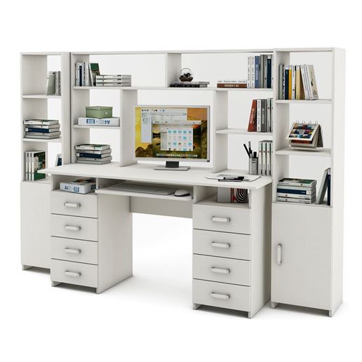 Уголок школьника Лайт-9К с надстройкой (СТЛТ-1 + ПСЛТ-9К-СН + СТЛТ-1)-Белый