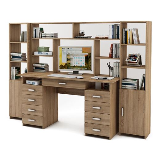 Уголок школьника Лайт-9Я с надстройкой (СТЛТ-1 + ПСЛТ-9Я-СН + СТЛТ-1)-Дуб сонома