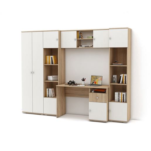 Уголок школьника Тунис-3 (ШТ-4П + СТТ-2 + ПСТ-1 + ПНТ + СТТ-2)-Дуб-сонома/Белый