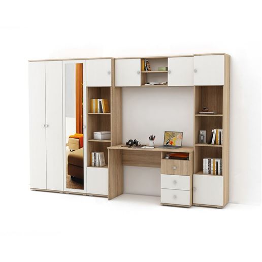 Уголок школьника Тунис-6 (ШТ-4П + ШТ-2Б + СТТ-2 + ПСТ-3 + ПНТ + СТТ-2)-Дуб-сонома/Белый