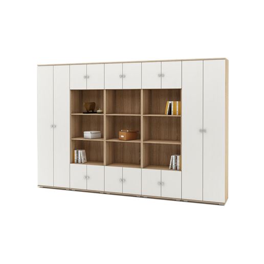 Стеллаж Тунис-8 (ШТ-3Б + СТТ-4 + СТТ-4 + СТТ-4 + ШТ-3Б)-Дуб-сонома/Белый