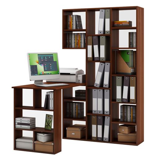 Стеллаж Феликс-1 + стол Феликс-5-Итальянский-орех