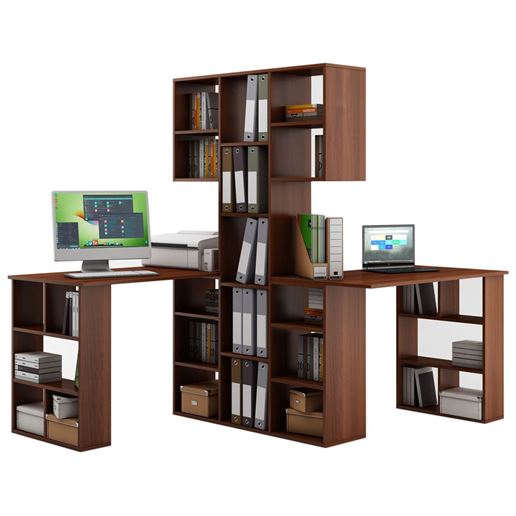 Стеллаж Феликс-3 + стол Феликс-5 + стол Феликс-5-Итальянский-орех