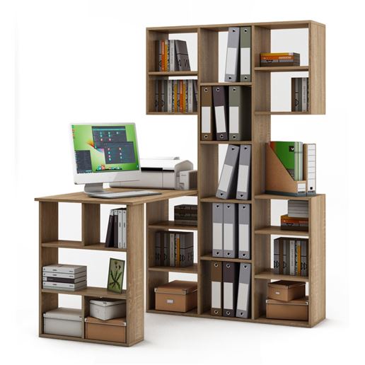 Стеллаж Феликс-3 + стол Феликс-5-Дуб-сонома