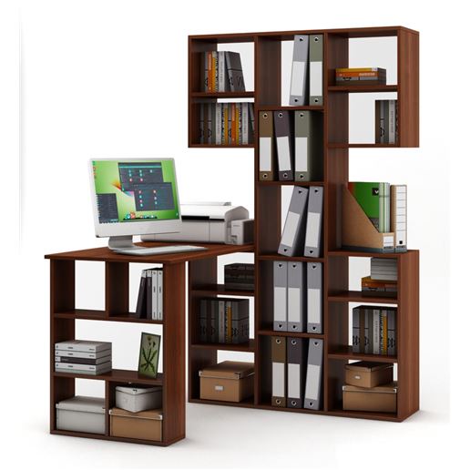 Стеллаж Феликс-3 + стол Феликс-5-Итальянский-орех