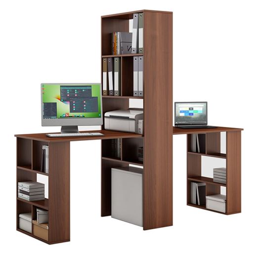 Стеллаж Феликс-4 + стол Феликс-5 + стол Феликс-5-Итальянский-орех