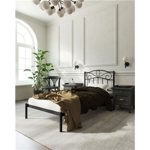 Кровать "Глэдис" без изножья (90х200/ноги металл/цвет Чёрный)