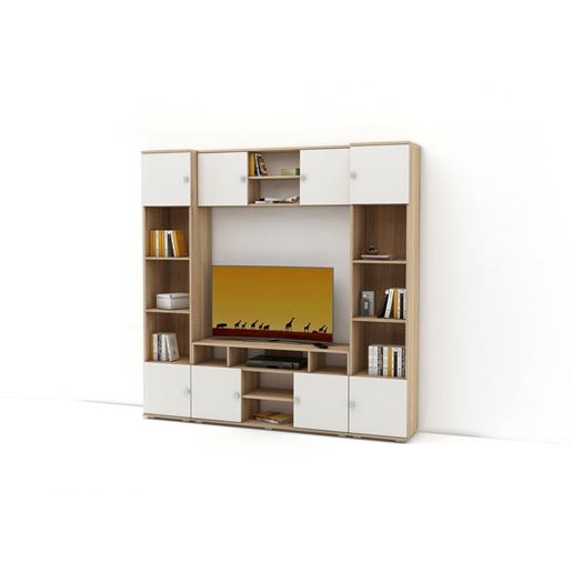 Стенка Тунис-2 (СТТ-2 + ТВТ + ПНТ + СТТ-2)-Дуб-сонома/Белый