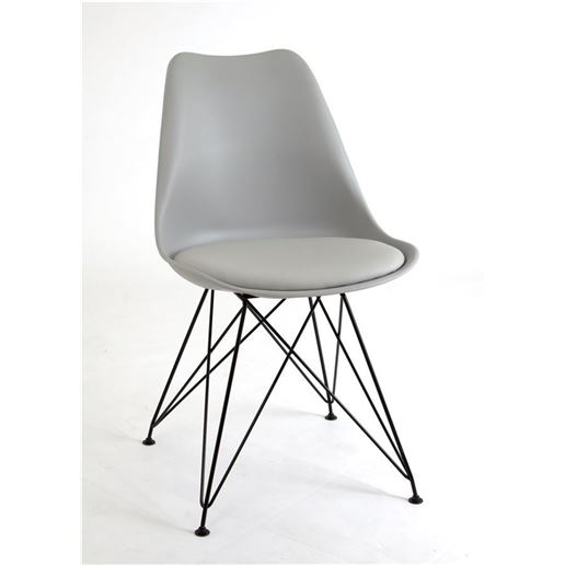 Стул с металлическим основанием 635-A BK-ML (GREY-10/металл черный)