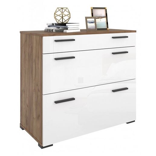 Комод Берн K94 ДУБ КРАФТ + БЕЛЫЙ ГЛЯНЕЦ