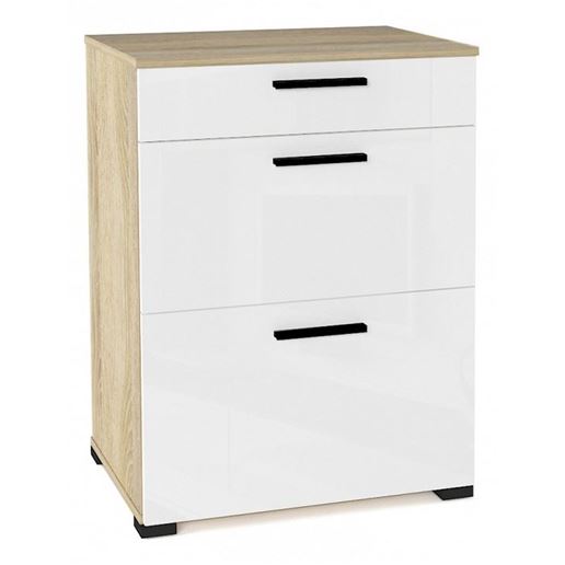 Комод Эдмонтон K64 ДУБ СОНОМА + БЕЛЫЙ ГЛЯНЕЦ