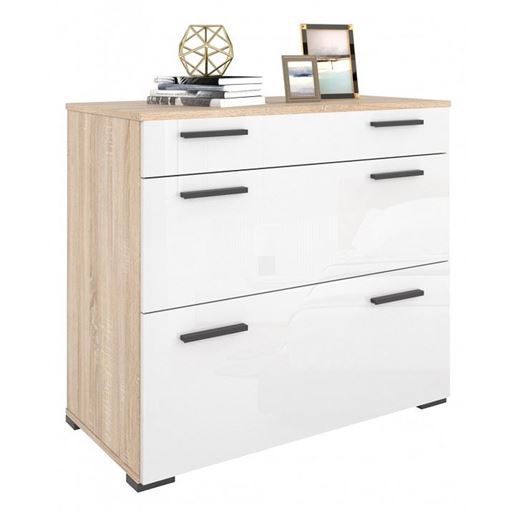 Комод Эдмонтон K94 ДУБ СОНОМА + БЕЛЫЙ ГЛЯНЕЦ