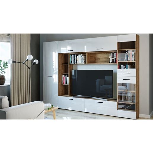 Стенка для гостиной Берн G2290 ДУБ КРАФТ + БЕЛЫЙ ГЛ