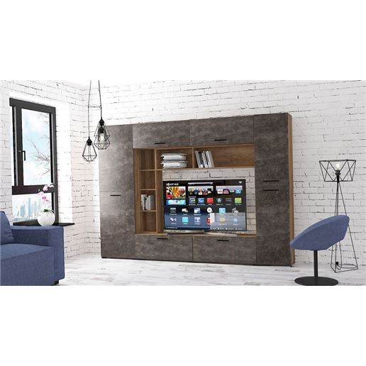 Стенка для гостиной Брайтон G2285 ДУБ КРАФТ + БЕТОН