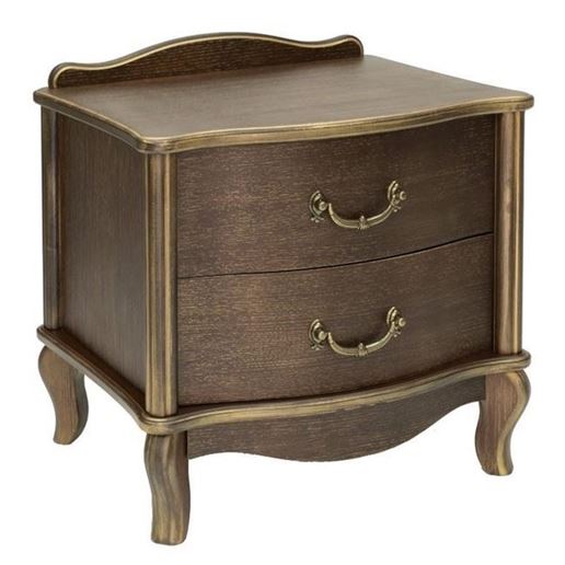 Тумбочка прикроватная "Джульетта" 2 ящ. (орех/золотая патина) Вис