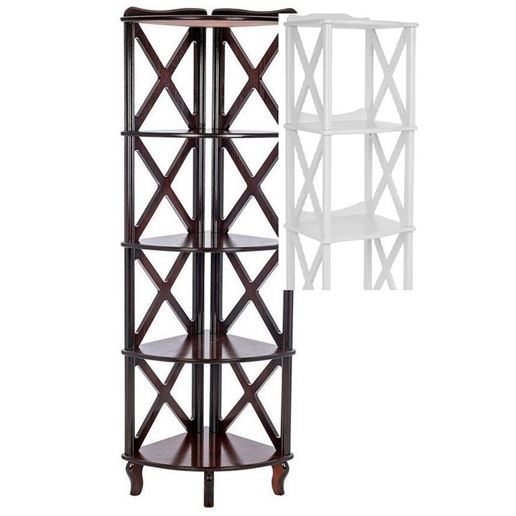 Этажерка-стеллаж угловая "Джульетта"-4 (молочный дуб) Вис