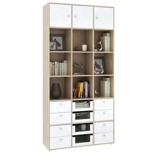 Стеллаж Прайм-63-4 дуб сонома / белый