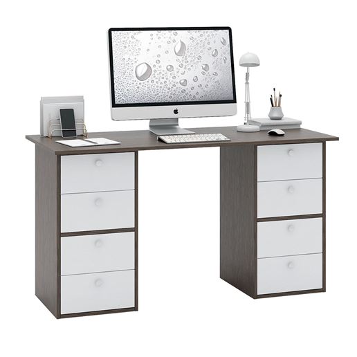 Стол двухтумбовый Прайм-60 венге / белый