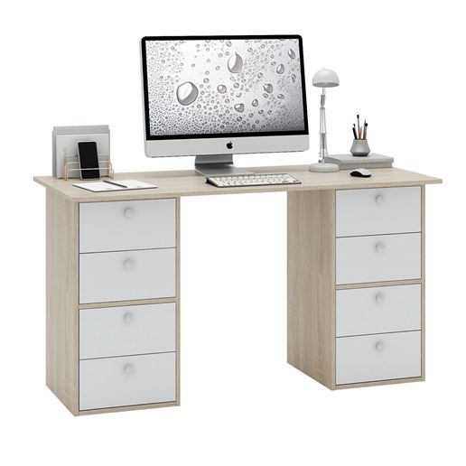 Стол двухтумбовый Прайм-60 дуб сонома / белый