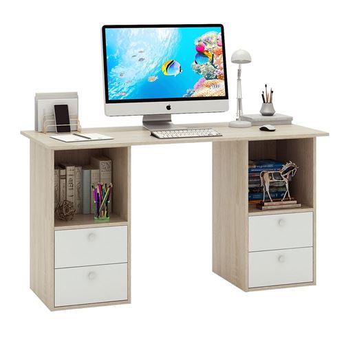 Стол двухтумбовый Прайм-61 дуб сонома / белый