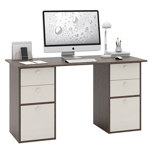 Стол двухтумбовый Прайм-62 венге / дуб молочный