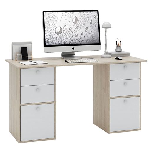 Стол двухтумбовый Прайм-62 дуб сонома / белый