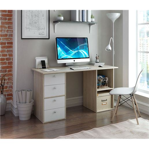 Стол двухтумбовый Прайм-63 дуб сонома / белый