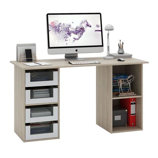 Стол двухтумбовый Прайм-64 дуб сонома / белый