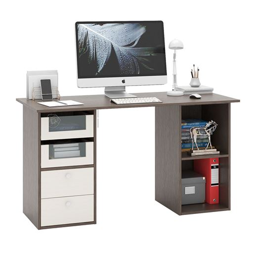 Стол двухтумбовый Прайм-65 венге / дуб молочный