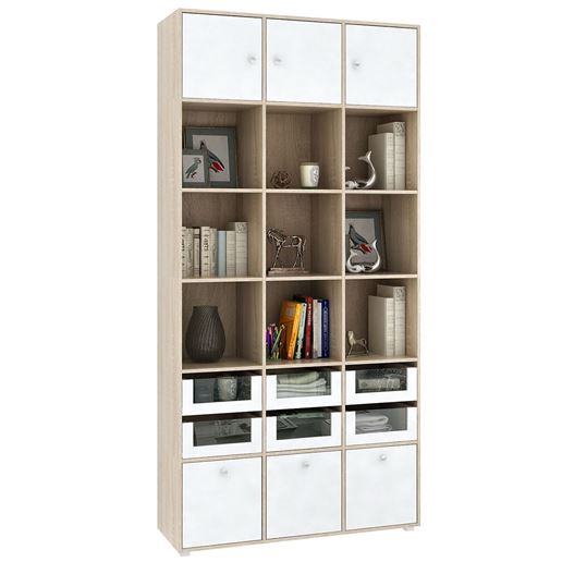 Стеллаж Прайм-63-3 дуб сонома / белый