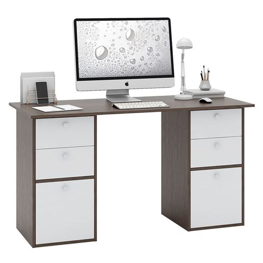 Стол двухтумбовый Прайм-62 венге / белый