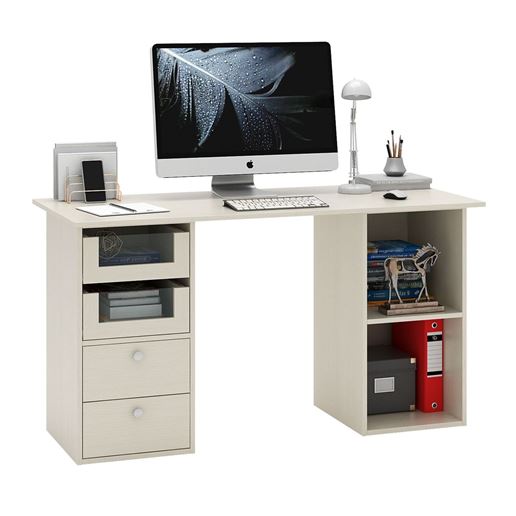 Стол двухтумбовый Прайм-65 дуб молочный